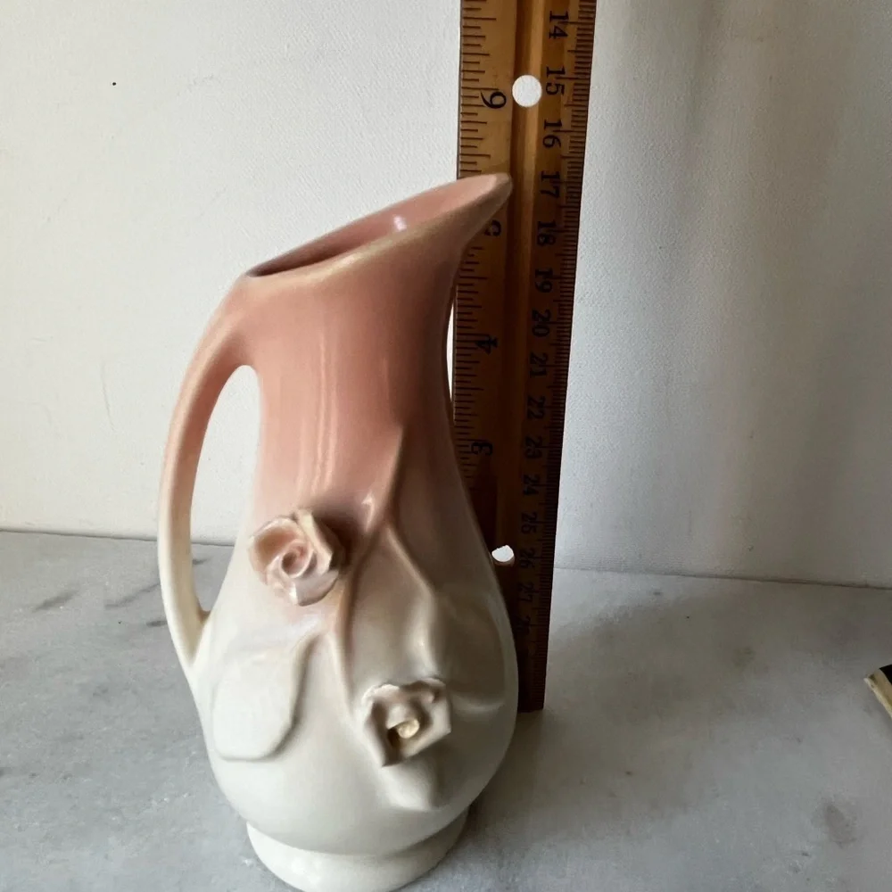 Elegant Pink and Cream Ceramic Vase 5.5” vintage